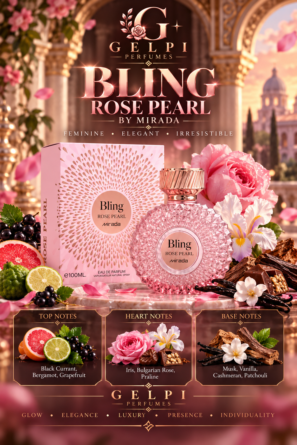 Bling rose pearl